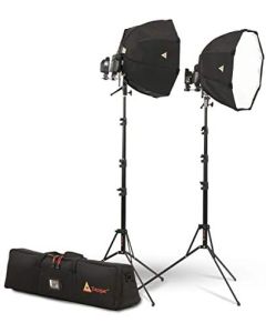 Photoflex Portable Speedlite Kit, Includes 2 OctoDome XS Softbox, 2 Speed Ring, 2 Shoe Mount Connector, 2 LiteStand, 2 Swivel Mount with Stud and Bag