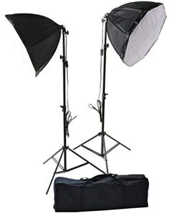 ePhotoInc Photography Video Studio Lighting Kit 2 EZ Softboxes Flourescent Photo Video Lighting H2S