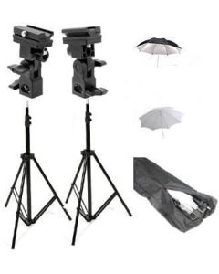 ePhoto Double Off Camera Flash Photo Studio Photography Flash Shoe Mount Swivel Bracket Umbrellas Stands 2 Stands, 2 Flash Mount Bracket, 2 Shoot Through Umbrellas, 2 Reflective Umbrellas UB4
