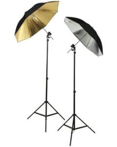 ePhoto 6 Umbrellas Photography Studio Off Camera Flash Lighting Kit TWO Flash Shoe Mounting Swivel Bracket Flash Light Kit With Stands HUB3
