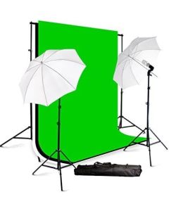 ePhotoInc Photography Studio Lighting kit Video Photo Portrait Light Kit with Muslin Backdrop Background Support Stand H57