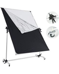 Falcon Eyes Pro Studio Solutions 150cm x 200cm (59in x 78.7in) Sun Scrim - Collapsible Frame Diffusion & Silver/Black Reflector Kit with Pulley can be Moved Handle