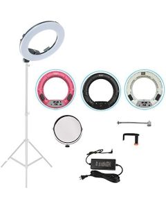 Yidoblo FD-480 18" 96W 480 LED Ring Light Dimmable 3200K-5500K Bi Color Camera Photo Studio Video Portrait Photography Continuous Lighting Shoot + Phone/Camera Bracket + Mirror + Adapter White
