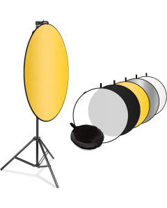 LimoStudio 43" 5-in-1 Photography Collapsible Light Disc Reflector Kit, 5 Colors Reflector, Photo Studio Light Stand with Reflector Disc Holder Clip, AGG2421