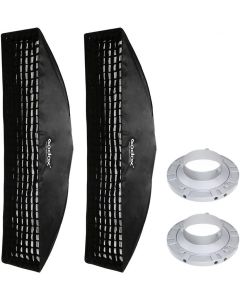 Godox 14"x63" / 35x160cm Strip Beehive Honeycomb Grid Softbox with Bowens Mount Speedring for Studio Flash Strobe Lighting [2-Pack]